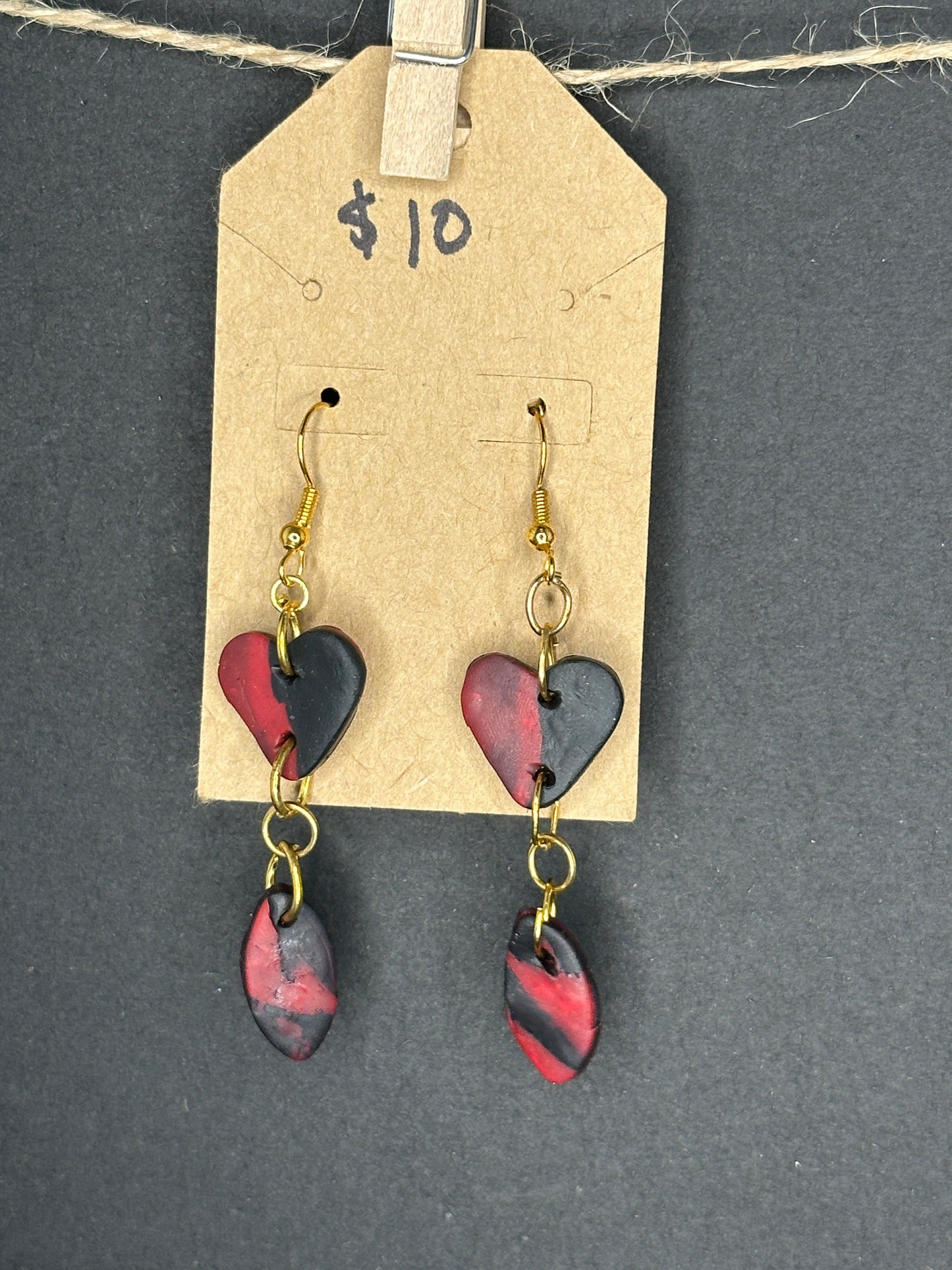 polymer clay heart earrings
