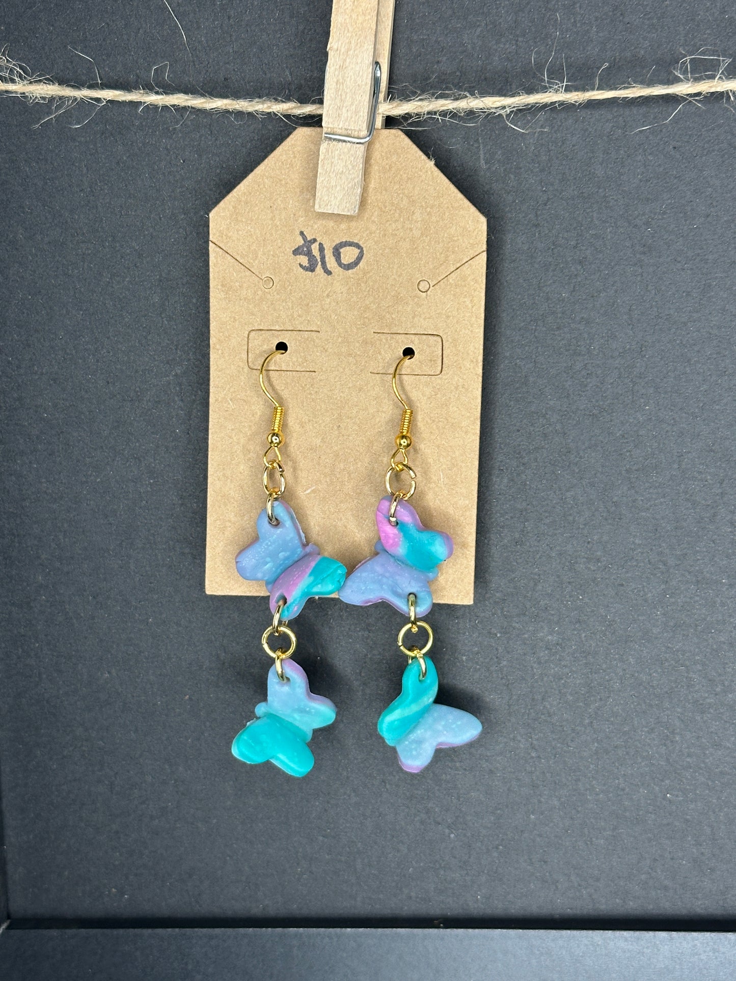 polymer clay butterfly earrings