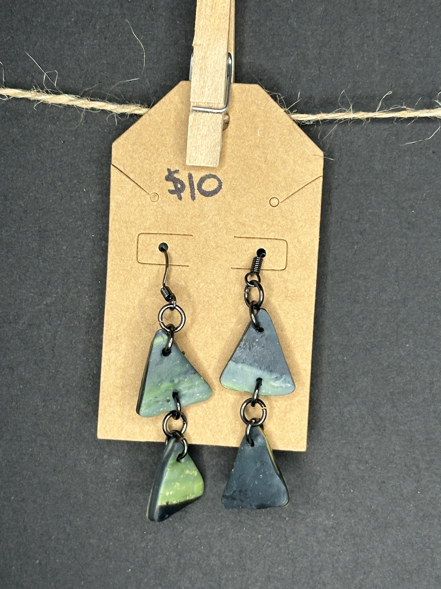 polymer clay triangle earrings
