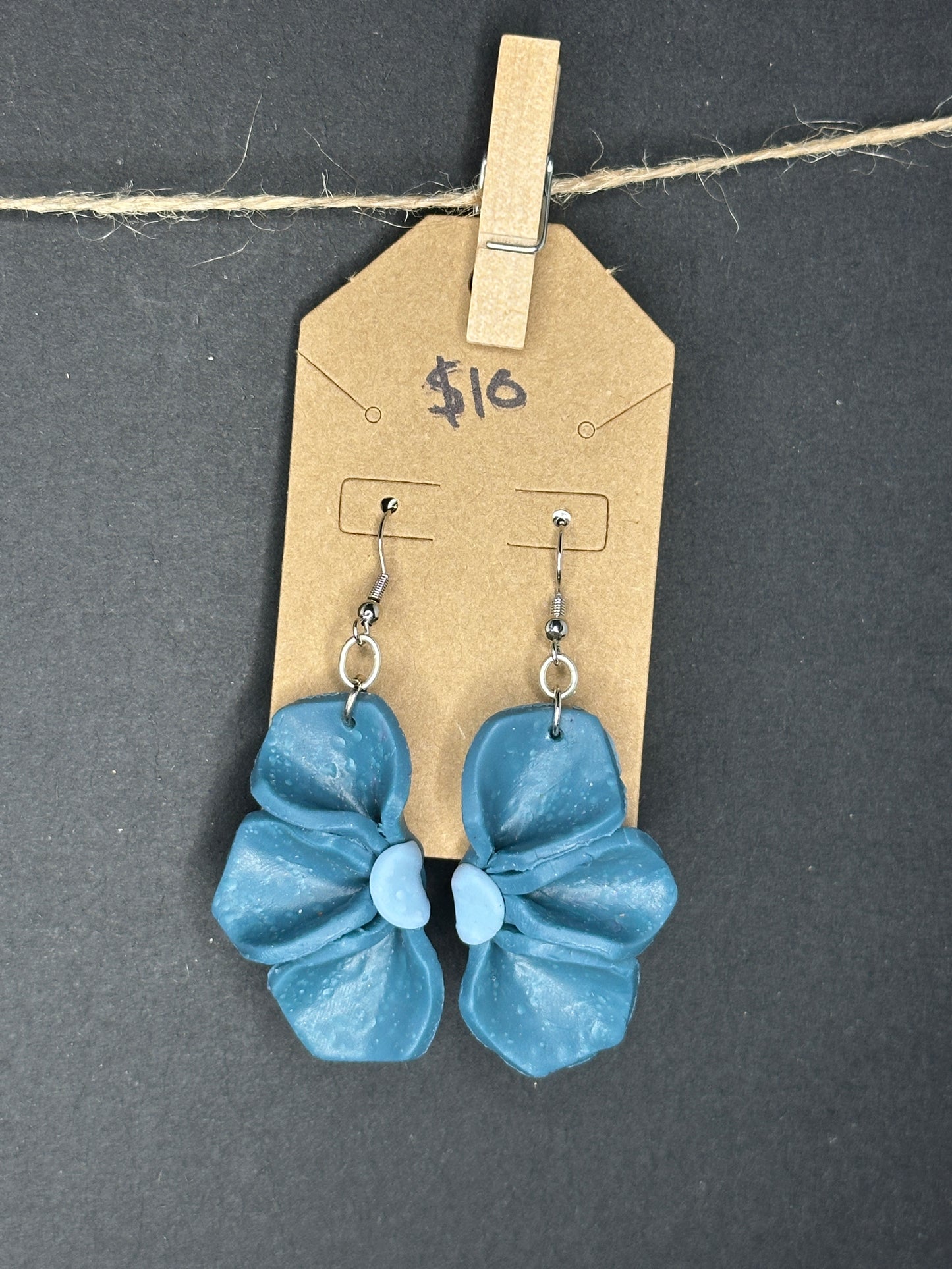 polymer clay half flower earrings