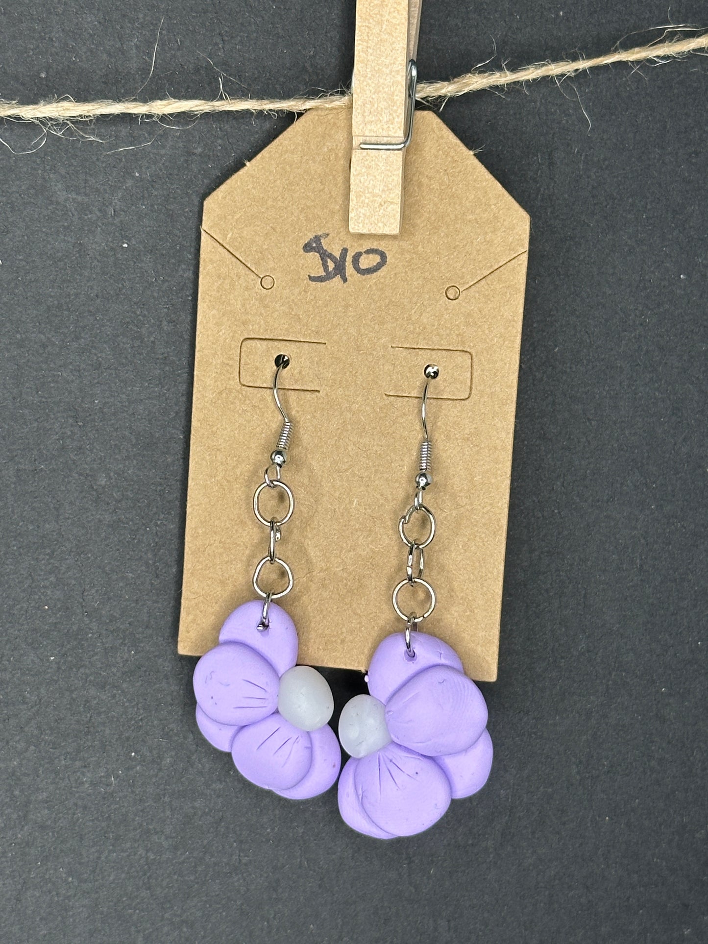 polymer clay half flower earrings