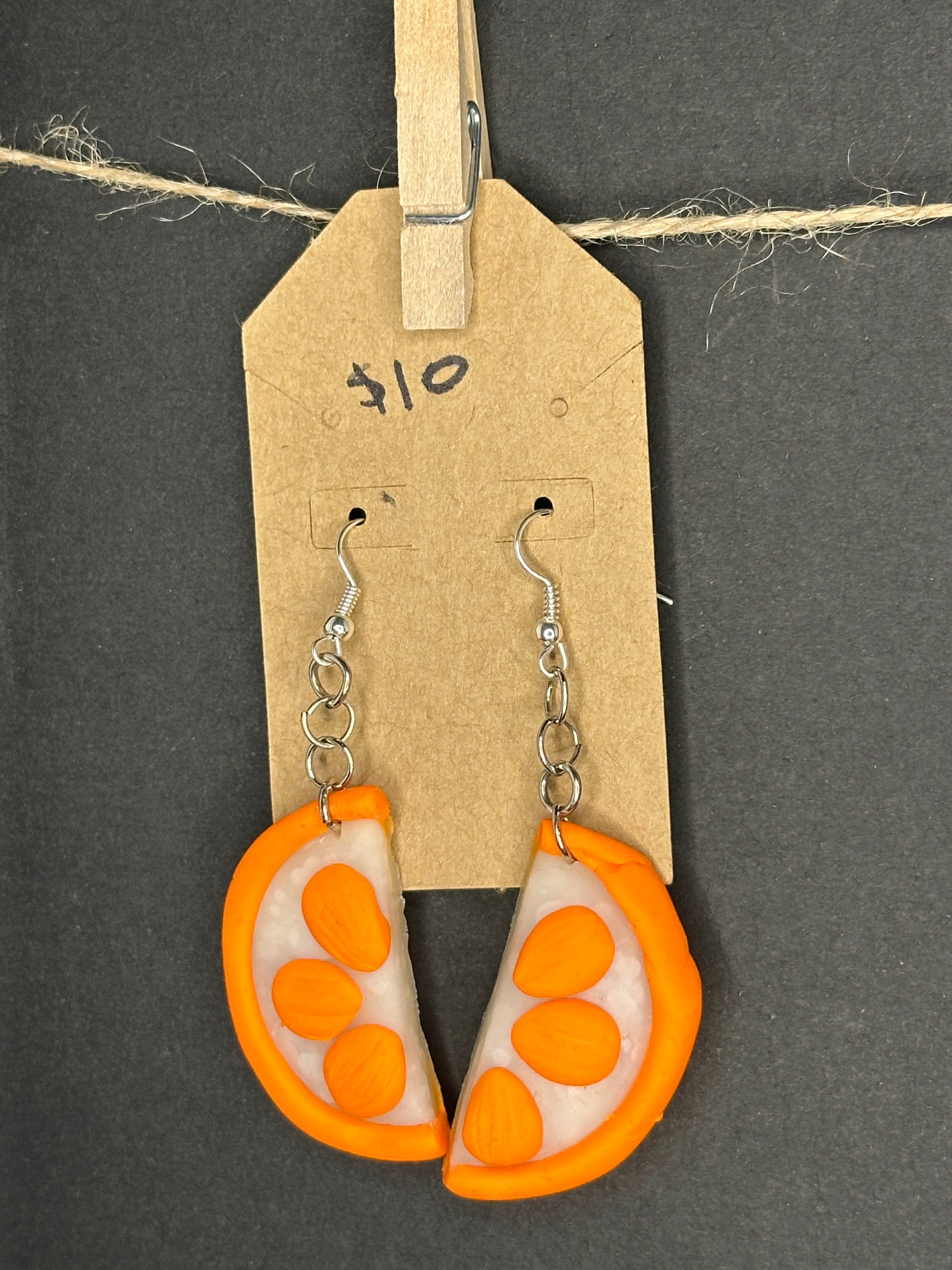 polymer clay orange slices earrings