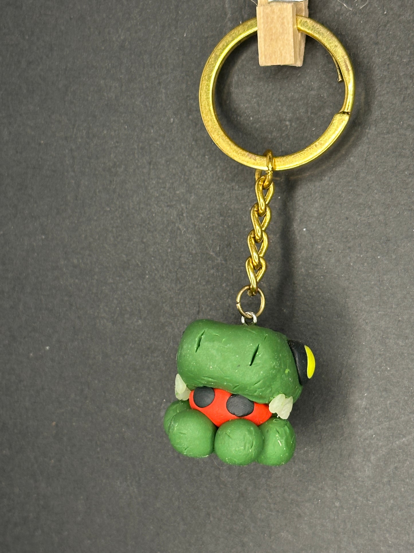 polymer clay T-Rex "mock"opus keychain