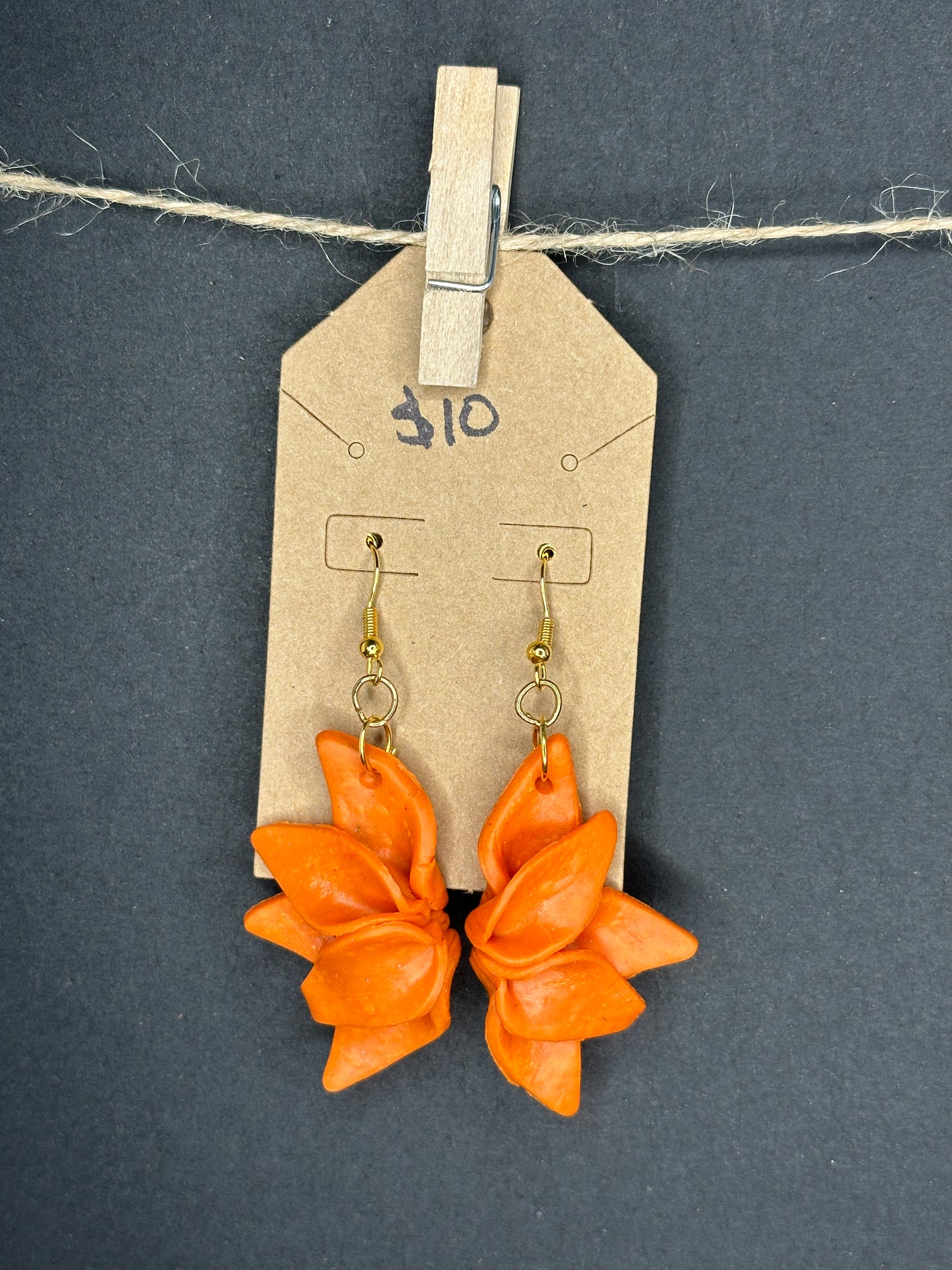 polymer clay half flower earrings