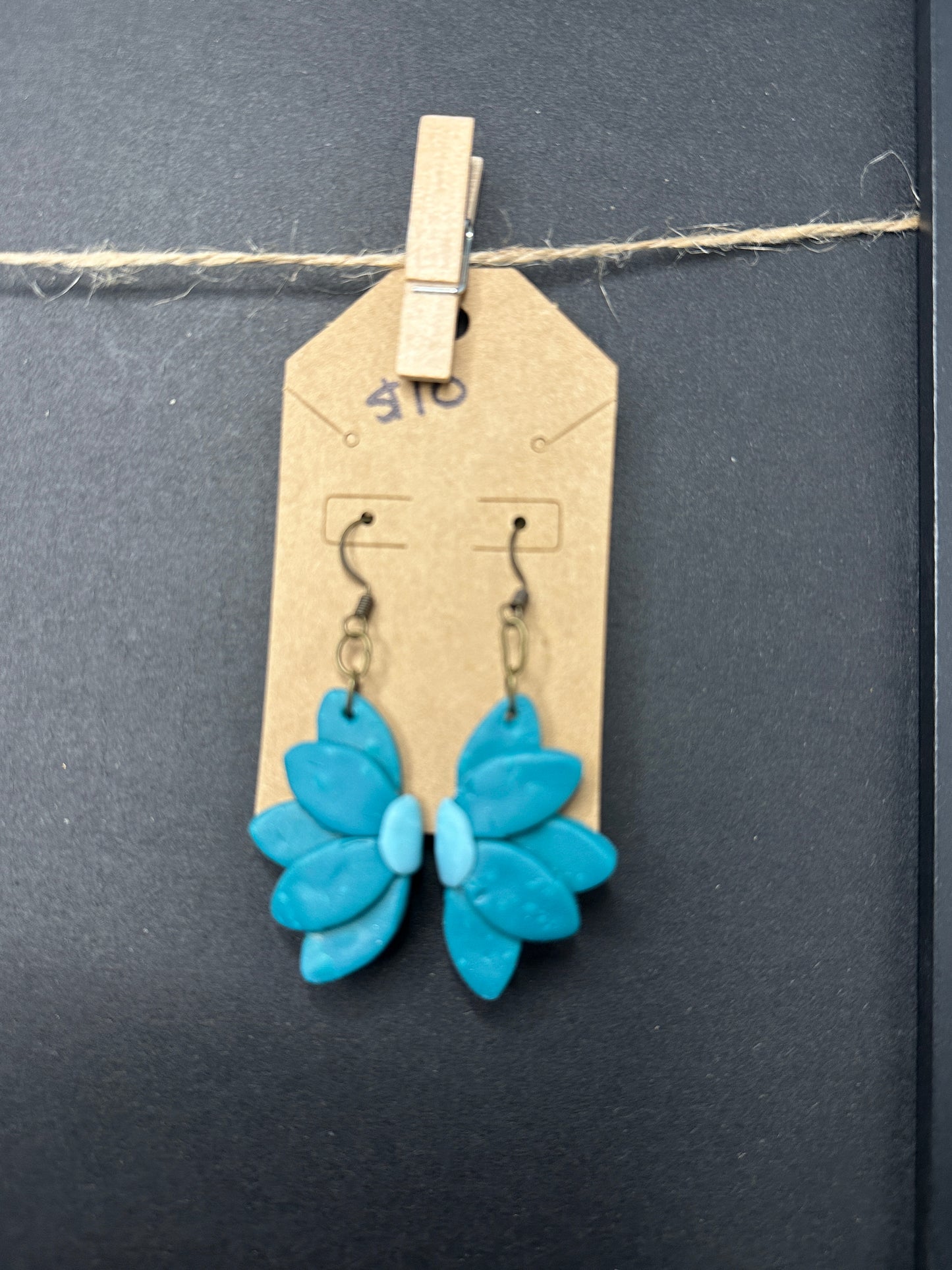 polymer clay half flower earrings