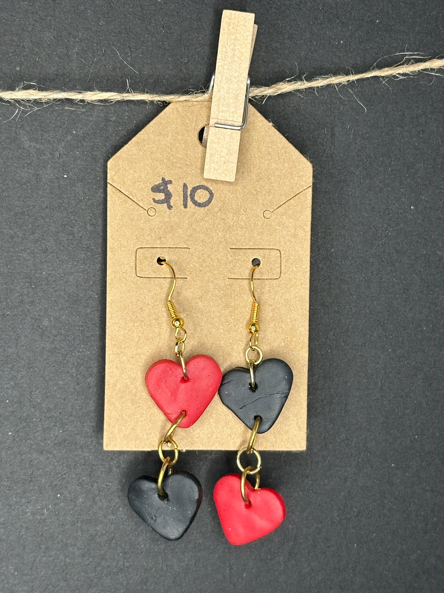 polymer clay heart earrings
