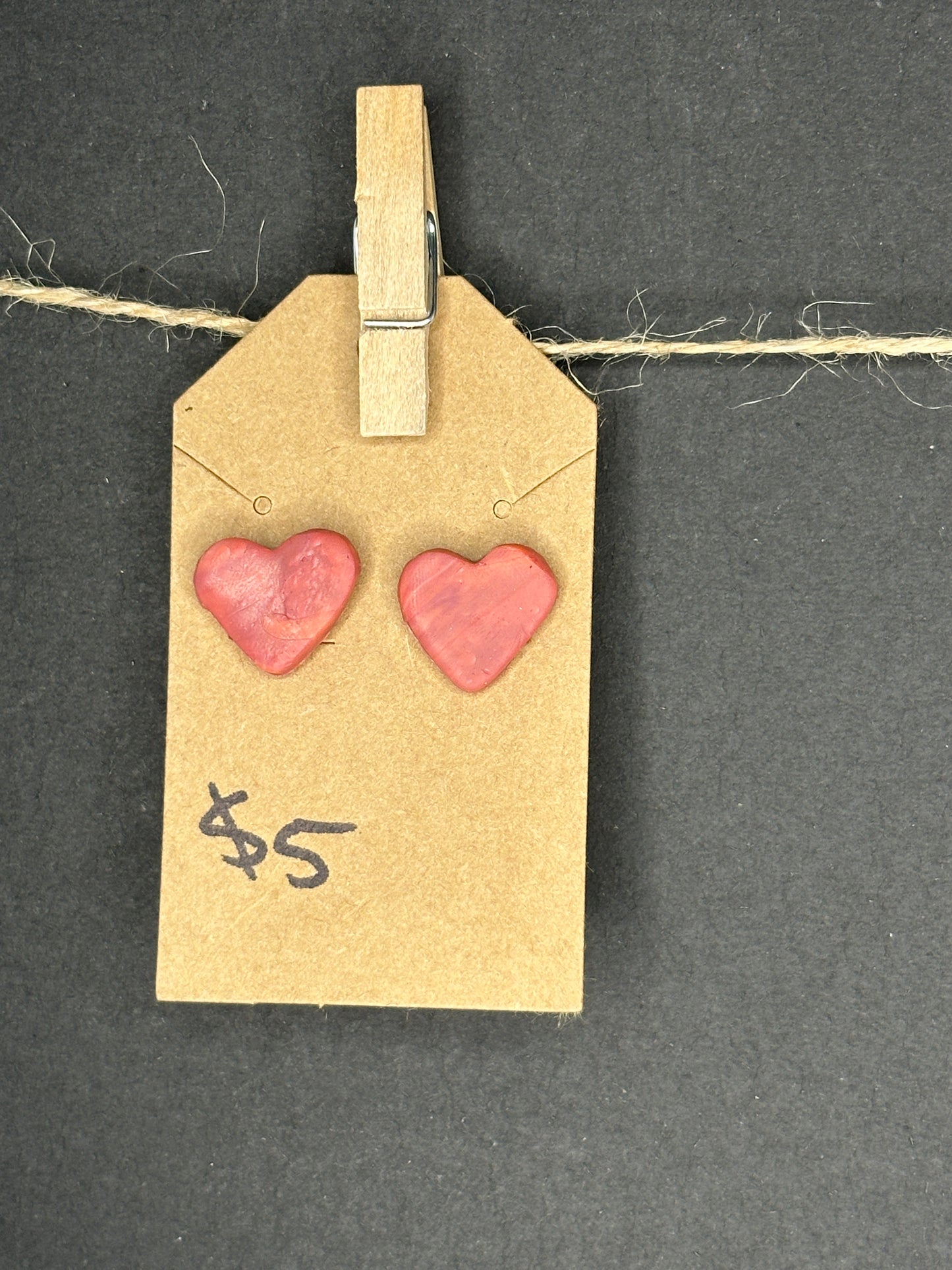 polymer clay heart stud earrings