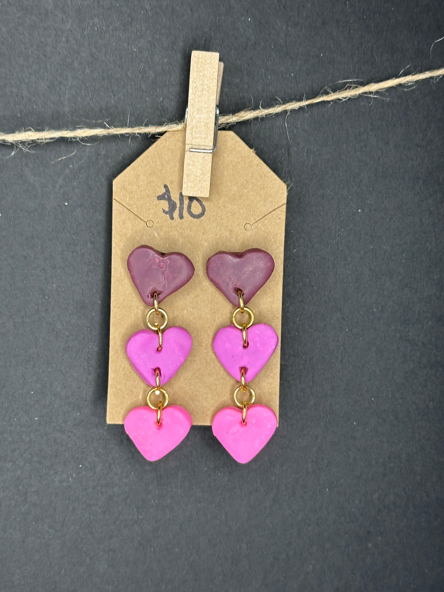 polymer clay heart earrings