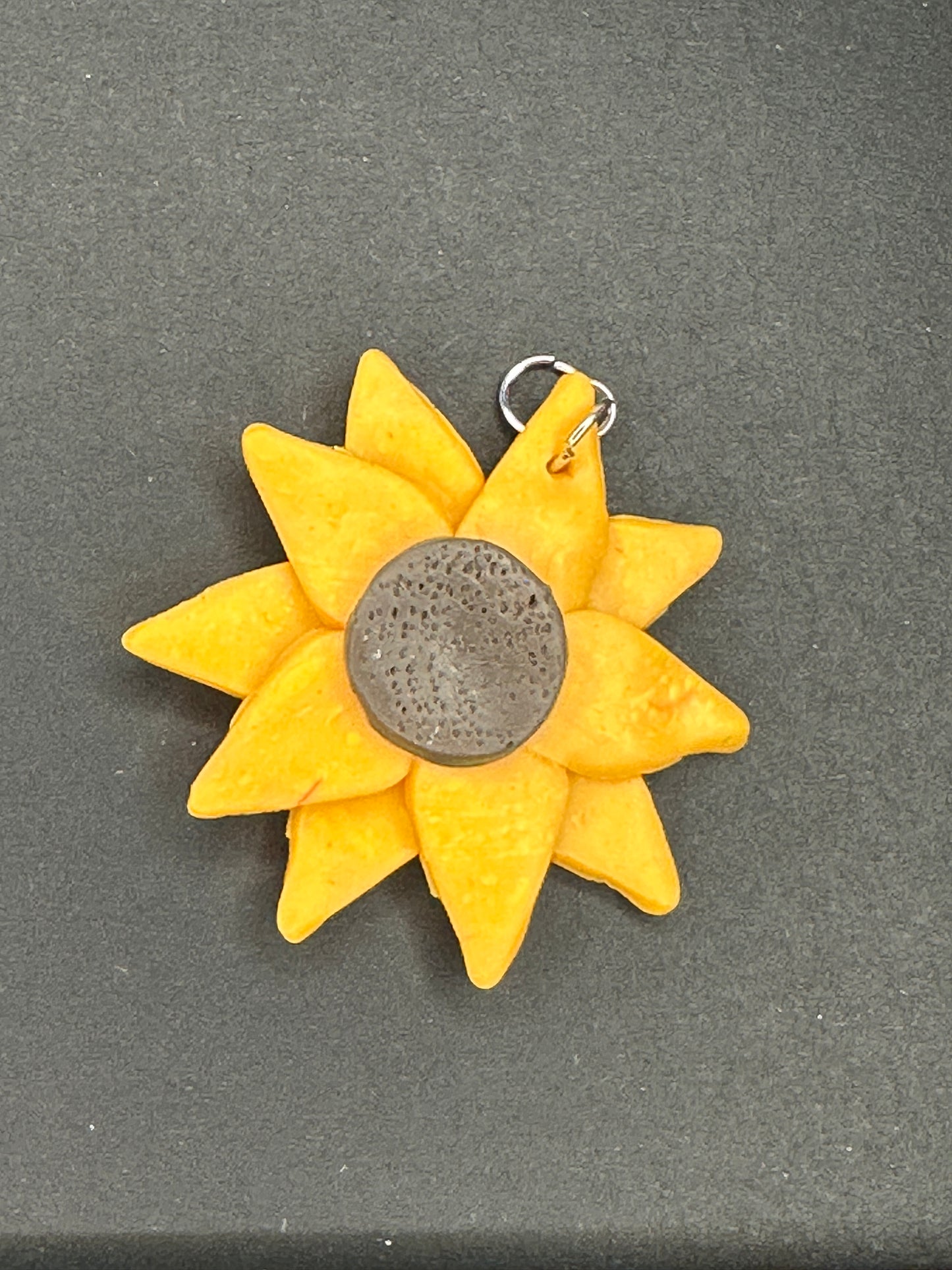polymer clay sunflower charm