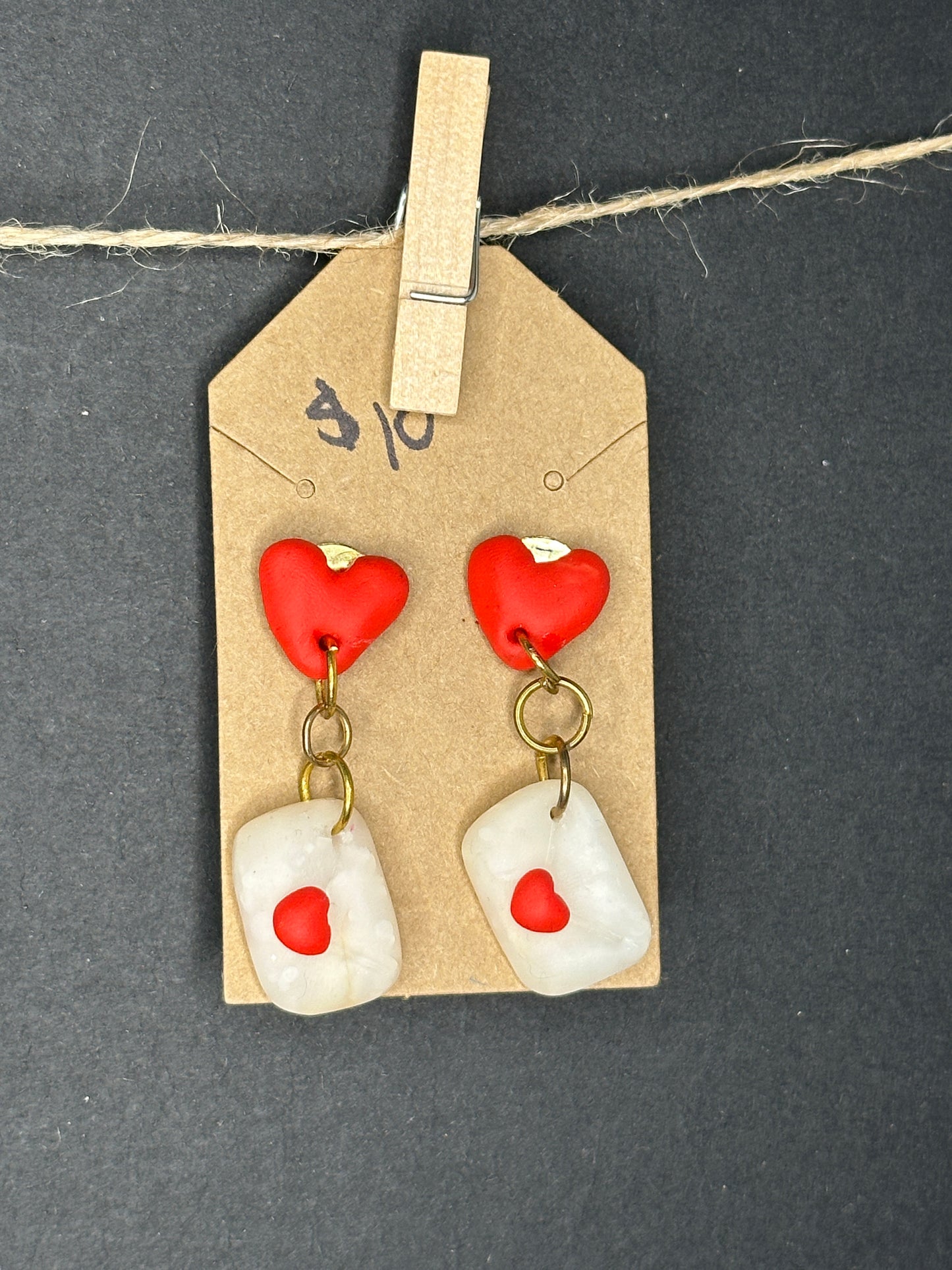 polymer clay love note earrings