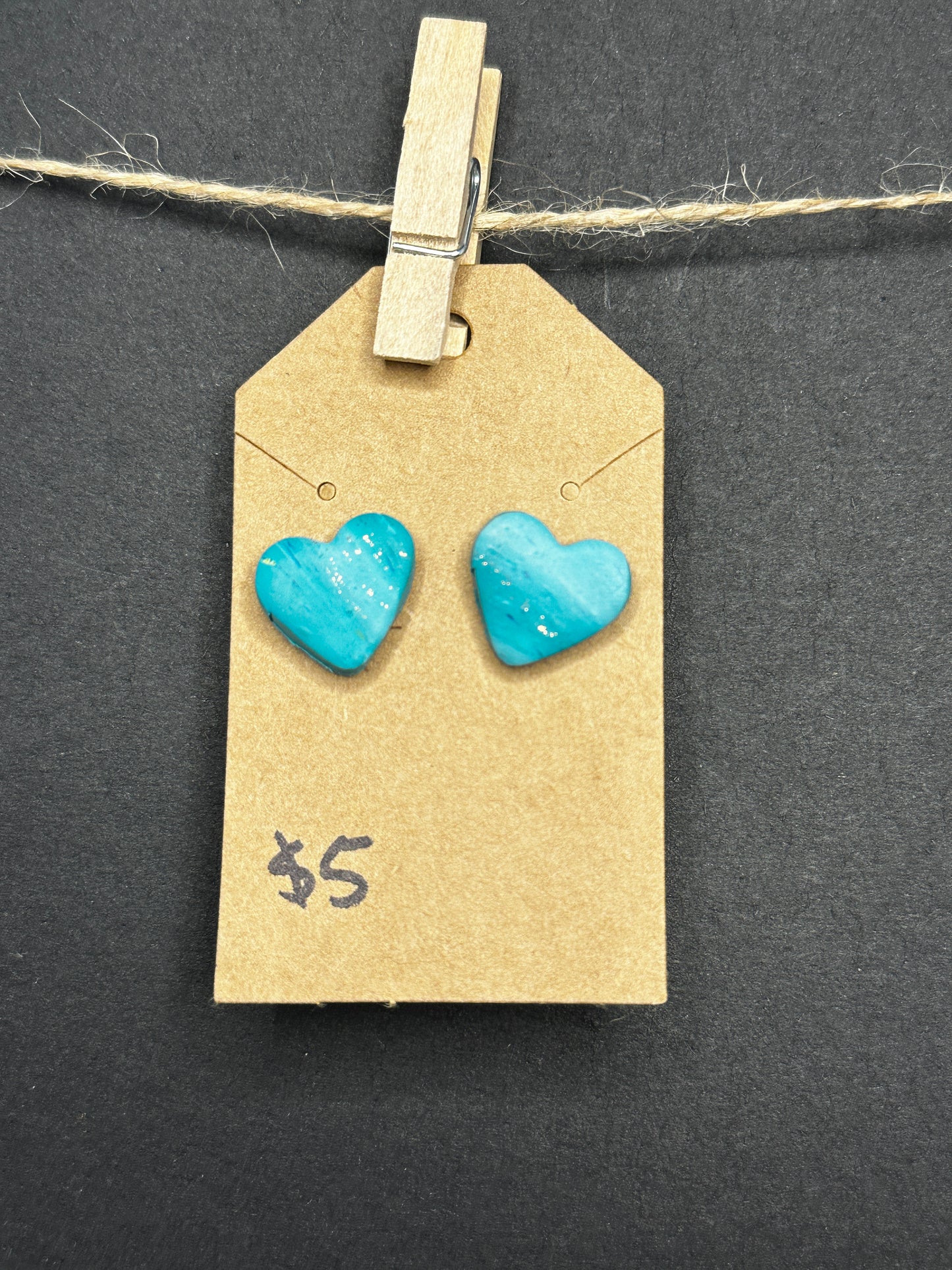 polymer clay heart stud earrrings