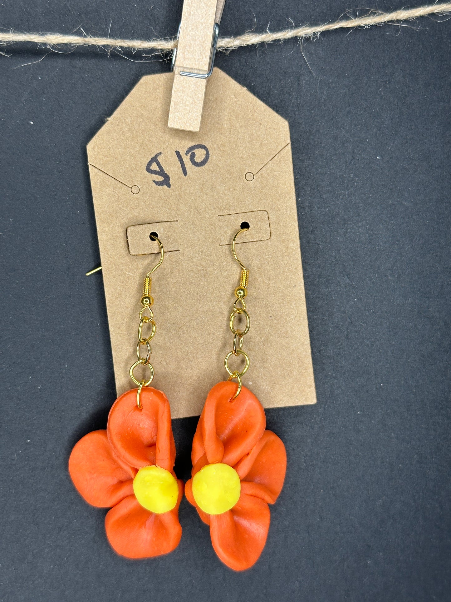 polymer clay half flower earrings