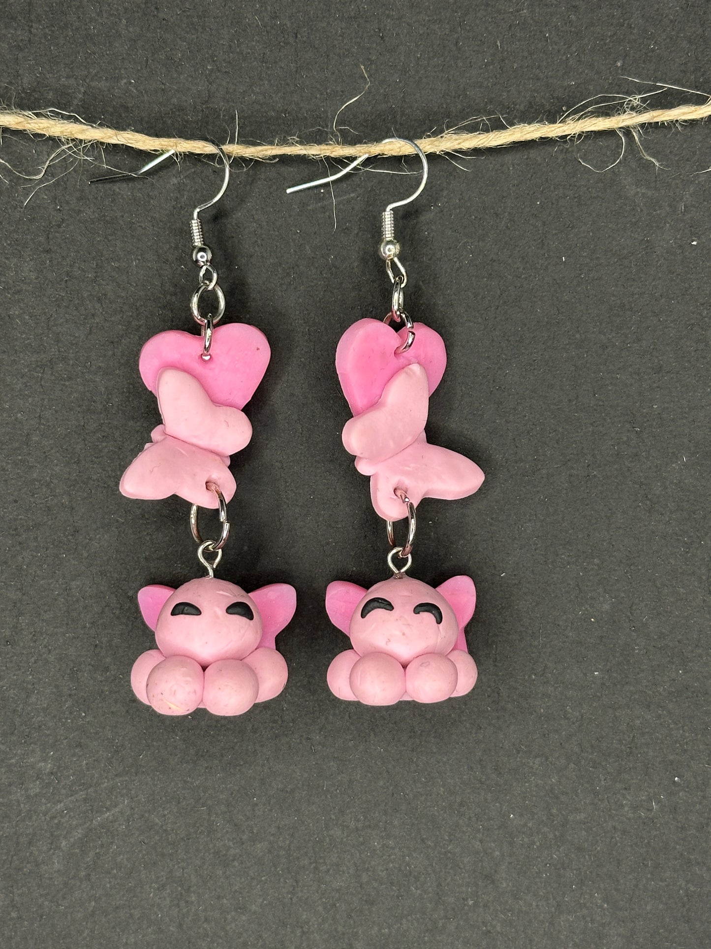 polymer clay fairy "mock"topi earrings