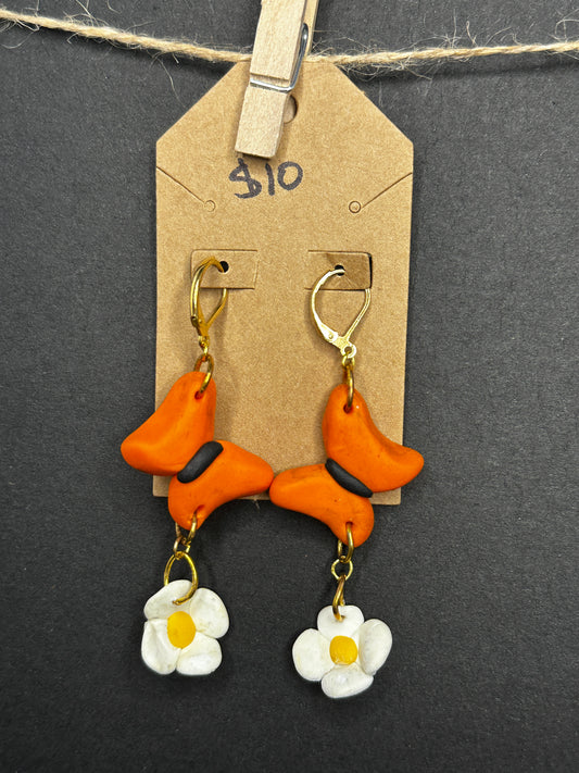 polymer clay butterfly and flower earrings