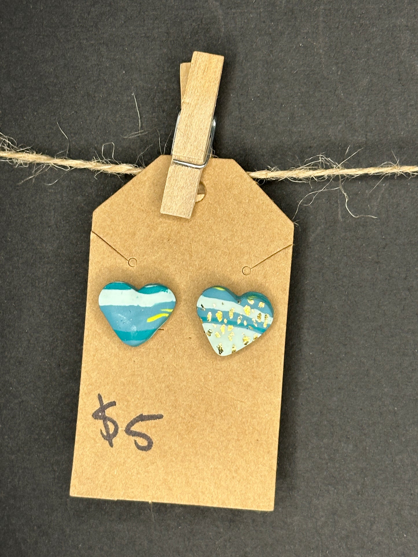 polymer clay heart earrings