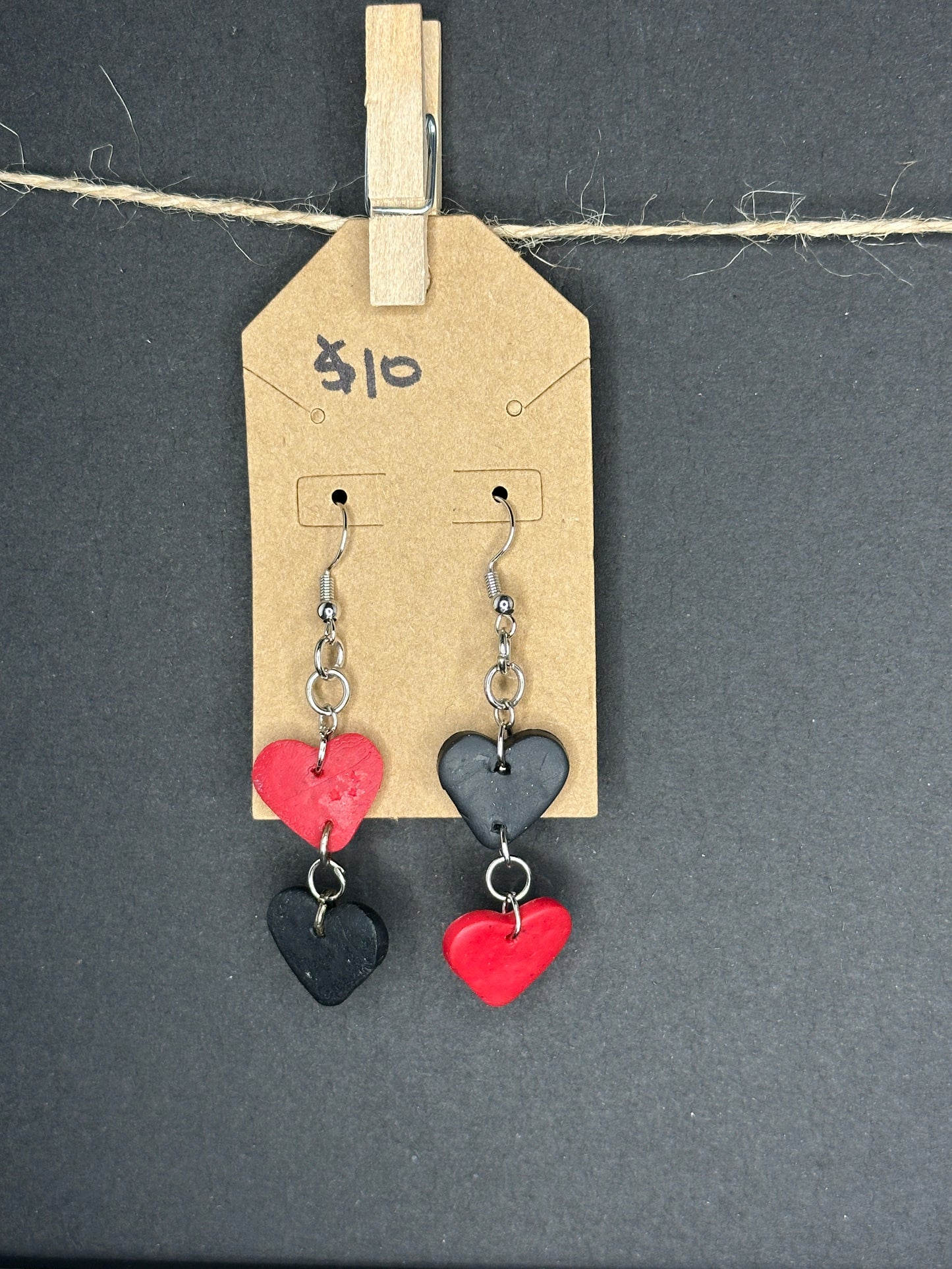 polymer clay heart earrings