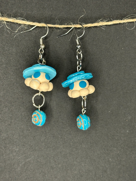 polymer clay "mock"topi with hats earrings