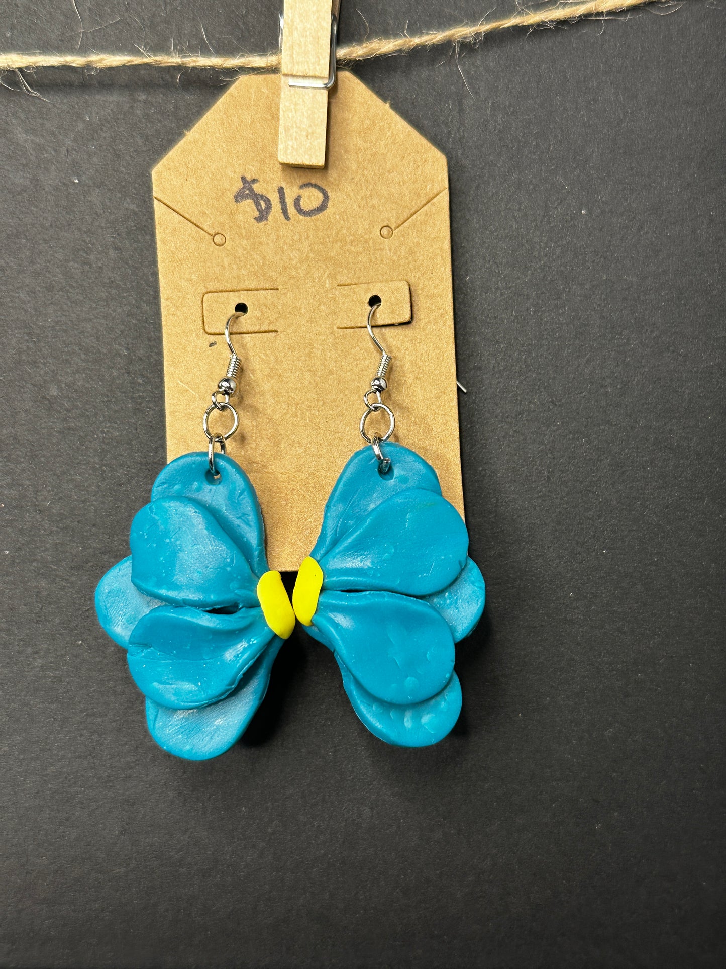 polymer clay half flower earrings